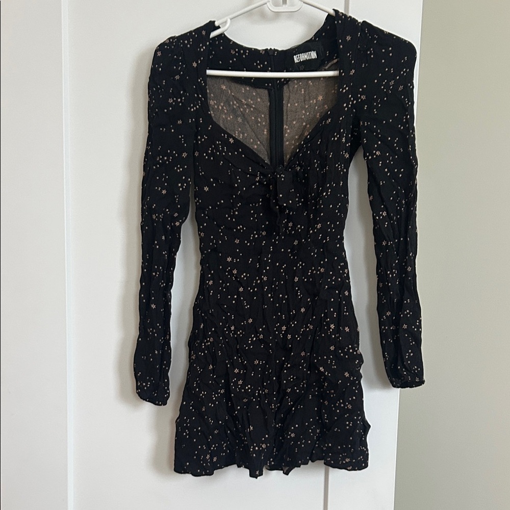 Reformation Black Star Long Sleeve Dress